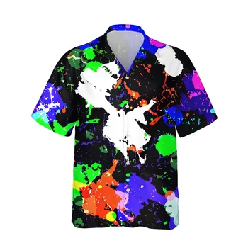 2022 3D Geometrinis Paslėpti Dėmės Spausdinti Havajų Shirt Mens Harajuku Mados Madinga Karinės Camo Lauko Prarasti Viršūnes Streetwear