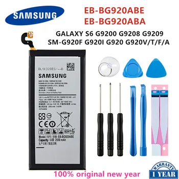 SAMSUNG Originalus EB-BG920ABE EB-BG920ABA 2550mAh Baterijos SAMSUNG Galaxy S6 G9200 G9208 G9209 G920F G920 G920V/T/M/A/I +Įrankiai
