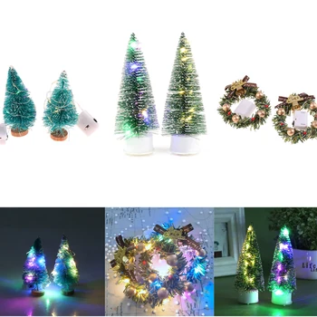 Mini Lėlių Kalėdų Medis, Kedras Modelio Papuošalus Girliandą su Šviesos 