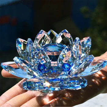 80mm Kvarco Kristalo Lotoso Gėlė, Amatų Stiklo Prespapjė Fengshui Papuošalai Figūrėlės Namų Vestuves Dekoro Dovanos, Suvenyrų