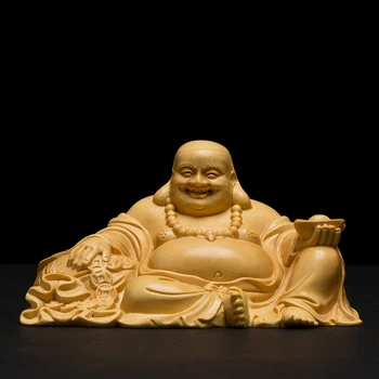 Medienos 9/12CM Gailestingumo Buda Medienos Sienos Drožyba Budistų Dievas Kolekcija Skulptūra Apdailos Amatų Medienos naujas Statulas už Dekoras