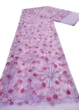 Gražus spalvų blizgučiai audinio/Su Karoliukai siuvinėjimo Afrikos nėrinių audinio prancūzijos tiulio tinklelio nėriniai Šalies suknelės/vestuvinės suknelės
