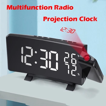 Stalas Stalo Laikrodis LED Skaitmeninis žadintuvai 180° Laiko Projektorius FM Radijo Atidėjimo Laikmatis Temperatūros daviklis Namų Puošybai USB DC5V