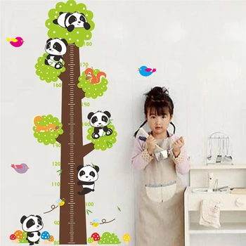Mielas Kūdikis Panda Medžių Augimo Schema Vaikų Aukštis Priemonė Siena Lipdukas, Vaikų Kambarys, Vaikų Darželis, Namų Dekoro Gyvūnų Freskos Meno
