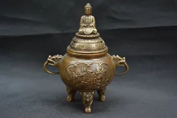 Kolekcionavimas Senas Ming Dinastijos Vario Smilkalų Viryklė \ Censer,Namo Amitabha,su marku, Nemokamas Pristatymas