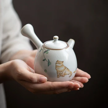keramikos kyusu arbatinukas cute kačių arbatos puodą kinijos kung fu arbatos rinkinys, 250ml