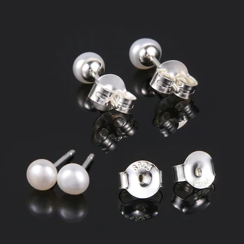 ShinyGem sutartis stiliaus 4-5mm, Originali Mažų Gėlavandenių Perlų Auskarai Dizainas Klasikinis, Elegantiškas Stud Formos Auskarai Moterims