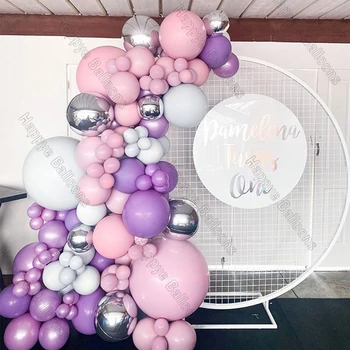 118pcs Perlas Šviesiai Violetinės spalvos Balionų Girliandą Arch Komplektas Vestuvių Dekoravimas Macaron Baby Rožinis Matinis Alyvinė Ballon Gimtadienio Dekoras