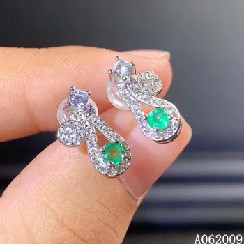 KJJEAXCMY 925 sterlingas sidabro inkrustacijos gamtos smaragdo auskarai naujas populiarus ponios ausies stud paramos bandymo karšto pardavimo