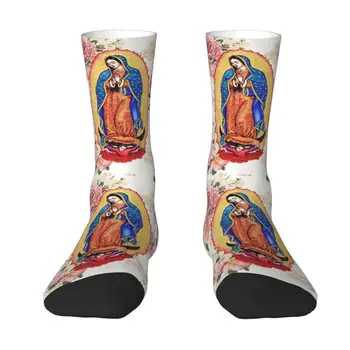 Naujovė Vyrų Virgin Guadalupe Suknelė, Kojinės Unisex Patogus Šiltas 3D Spausdinimo Meksikos Katalikų Mergelės Marijos Įgulos Kojinės