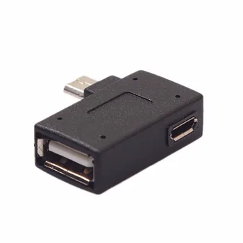 Mikro USB 2.0 OTG Host 90 Laipsnių Kampu į Kairę Adapteris su USB Power Galaxy S3 S4 S5 Note2 Note3 mobilusis Telefonas ir Tabletė