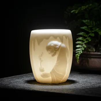 Nemokamas pristatymas Jade Iškilumo Arbatos Puodelio Namų Balto Porceliano Kung Fu Arbatos Puodelio Vieno Master Cup Keramikos Didelis Vieno Puodelio