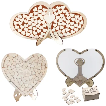 Širdies Formos Skaidrus Vestuvių Svečių Knyga Apdailos Kaimiškas Saldaus Širdies Drop Box Vestuvių Drop Box 3D Svečių Medinės Dėžės