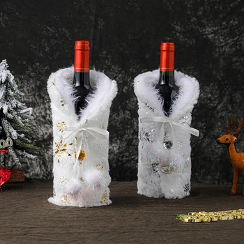1pc Kalėdų Raudono Vyno Butelis Apima Maišelį Pliušinis audiniai Atostogų Santa Claus Šampano Butelio Dangtelį, Kalėdų Dekoracijos namams