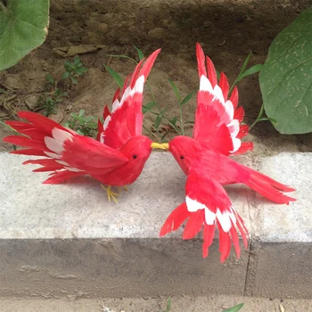 apie 12cm 2 vnt daug modeliavimo raudonas paukštis modelis putų&kailius mini sparnus, paukščiai žaislai 1351