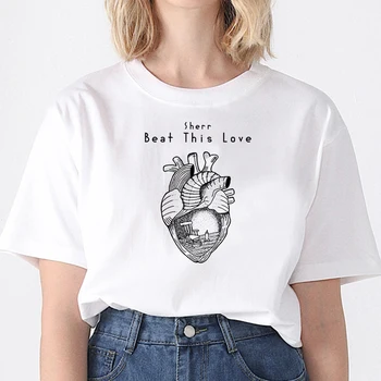Vasaros Moterų marškinėliai Širdies Žemėje, Apsaugos, Print T-shirt Harajuku Ullzang Juokinga Grafinis T-shirt Mados Viršų Moteriška