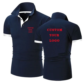 Logotipą vyriški Slim Fit ButtonT Marškinėliai Atsitiktinis Polo Marškinėliai Mados Kvėpuojantis trumpomis Rankovėmis Vasarą Naujų Streetwear Homme Tee Viršūnės