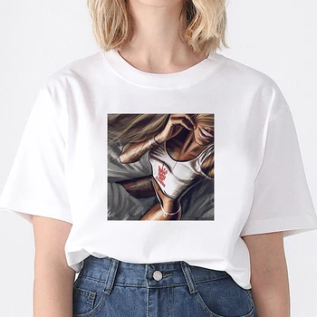 T Shirt Grafikos Spausdinimo Moterų Summer Tee Marškinėliai trumpomis Rankovėmis Atsitiktinis korėjos Mados Seksualių Merginų 90s Viršuje Tees Moterų Ponios Drabužiai