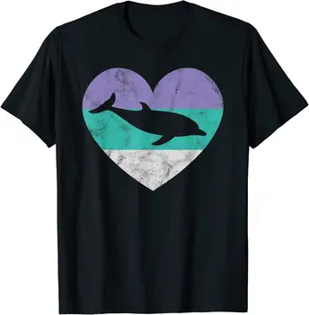 Delfinų Dovana Marškinėliai Moterims Ir Merginoms Retro Mielas