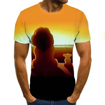 Vasaros 3D spausdinimo Liūtas modelio vyriški Negabaritinių Marškinėliai Mados O-Kaklo trumpomis Rankovėmis Mergina palaidinė Streetwear T-Shirts