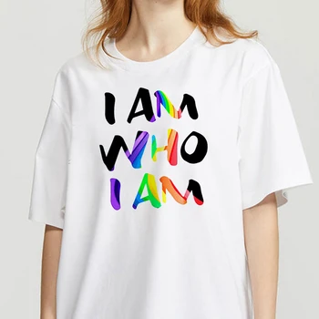 Marškinėliai Balti Stalviršiai, Moterų Topai, Kas Esu aš Atspausdinta Marškinėliai Moterims 90-ųjų Grafinis T-shirt O-kaklo Mergina Trumpas Rankovės Harajuku