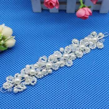 YACKALASI Cystal Diamond Apdangalai, kalnų krištolas Nuotakos Plaukų Aksesuarai 3D Gėlių Appliqued Vestuvių Nėrinių Patches23*4cm