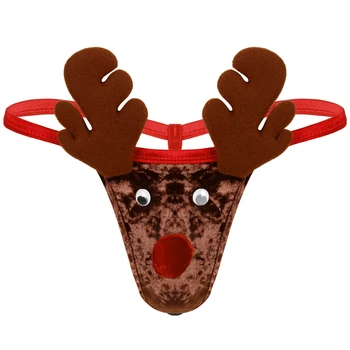 3PCS Vyrų Erotinis Seksualus apatinis Trikotažas apatinės Kelnės Kalėdų Elnių Modelis Cosplay Kostiumų G-String Dirželius Aksomo Kelnės Apatiniai