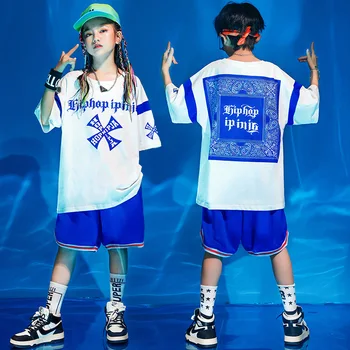 Vaikas Kpop Hip-Hop Drabužių Grafinis Tee Spausdinti Negabaritinių Marškinėliai Viršuje Vasaros Sporto Šortai Girl Berniukas Džiazo Šokio Kostiumų Drabužiai