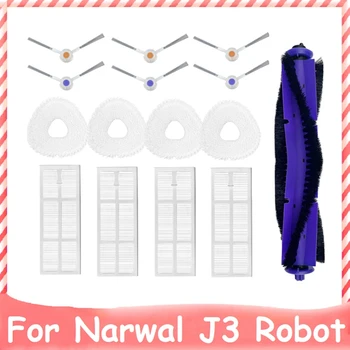 15vnt Pakeitimo Priedais Rinkinys, Skirtas NARWAL j3 skyrius Robotas Dulkių siurblys, Plaunamas HEPA Filtras Pagrindinėje Pusėje Šepetys Mop Medžiaga