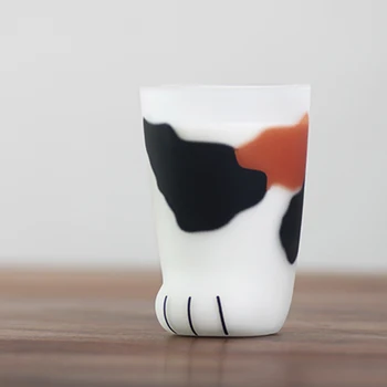 Modernaus stiliaus, karščiui atsparus stiklas, katės letena taurės, pieno puodelis
