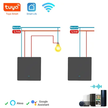 Tuya WiFi Smart Switch dvipusis Sieninės Smart Home APP Nuotolinio Valdymo UK ES Standartą Darbo su Alexa 
