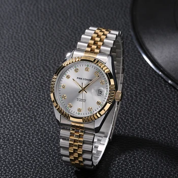 Vientiso Plieno Watchband Automatinis Laikrodis Vyrams, Mechaninių Laikrodžių atsparumas Vandeniui 30 Metrų Diamond Dial Veido Šviesos Laikrodžiai слава