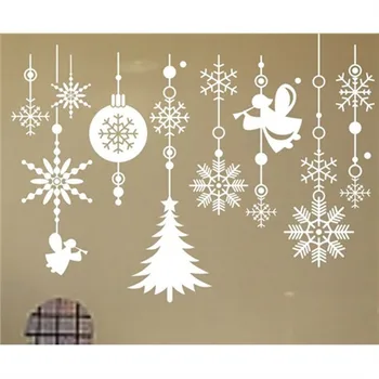 Nuimamas Baltas Kalėdų Snaigės Papuošalai Langą Lipdukai Sienų Lipduko pinturas murais Kalėdų dovana sniego Bell Apdaila