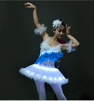 Merginos Šviesos Šokėjos Suknelė Vaikai Liuminescencinės Baleto Mdc Suknelės Vaikams LED Rezultatų Žibintų Fluorescentinė Kostiumas D-0321