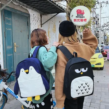 Animacinių filmų juokingas pingvinas pelėda drobės kuprinė asmenybės mielas kuprinė mokyklos maišą