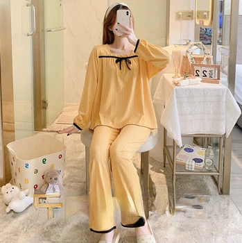 2022 m. Pavasarį Naujas Mados Pižama Moterims ilgomis rankovėmis korėjos Versija Prarasti Pižama Homewear Kostiumai Boutique Drabužių