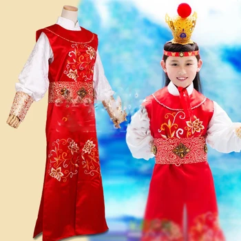 Bao Yu Raudoną Kostiumą Berniuko Svajonė Raudono Dvaro Čing Dinastija Vaikų Dienos Veiklos arba Fotografija Kostiumas Hanfu