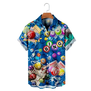 Vasaros 2022 Amerikos Vyrų ir Moterų Laimingas Loterijos Marškinėliai Gatvės Mados Atsitiktinis Kvėpuojantis Marškinėliai Vieną Mygtuką Atvartas Vyrų Viršų