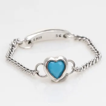 Autentiškas 925 Sterling Silver Blue Putojantis Širdies Su Crystal Žiedą, Moterims Vestuves Dovanų Europos Mados Juvelyrika