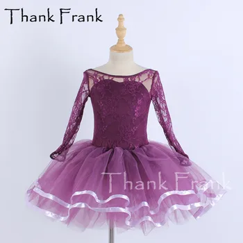 Nauja Seksuali Nėrinių Baleto Tutu Suknelė Mergaitėms, Moterims Ilgomis Rankovėmis Violetinė Šokių Leotard Suknelės Vaikams Suaugusiųjų Tiulio Ballerina Kostiumai C842